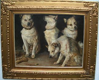 Bild Gemälde - Heinrich Georg Michaelis - weisse Huskies