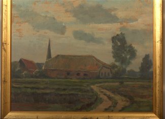 Bild Gemälde Pauly-Hagen, Franz Landschaft mit Industriescheune